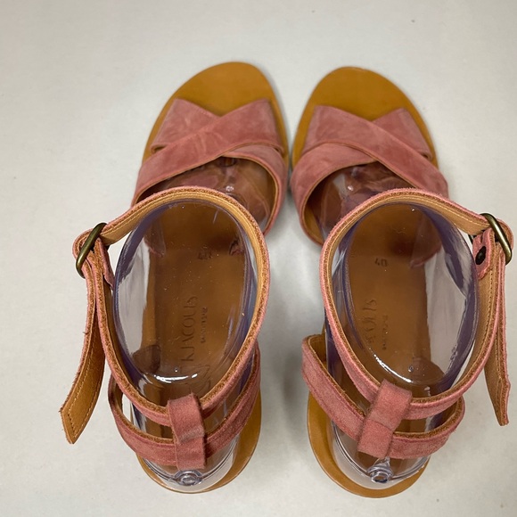 K Jaques Saint-Tropez Rose Suede Leather Wedges Sandals Size 40/9 - Picture 6 of 10